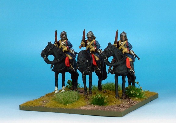 WLOA35a Cuirassier troopers; English helmet; standing horses